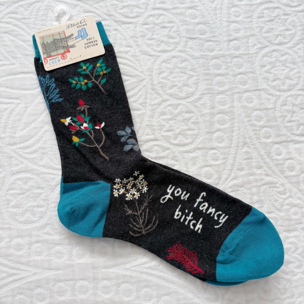 Blue Q Women's Combed Cotton Crew Novelty‎ Socks, You Fancy B* (Sz 5-10)